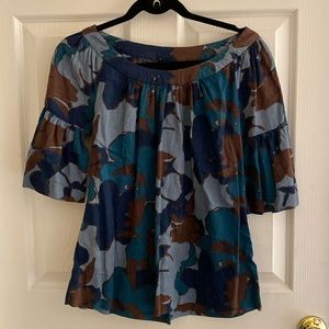 Blues and brown bell sleeved shirt size M